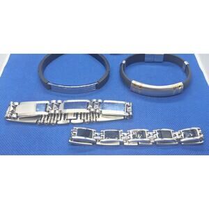 Lot of 4 mens stainless steel bracelets- Calibri- Edforce- unbranded- all new!